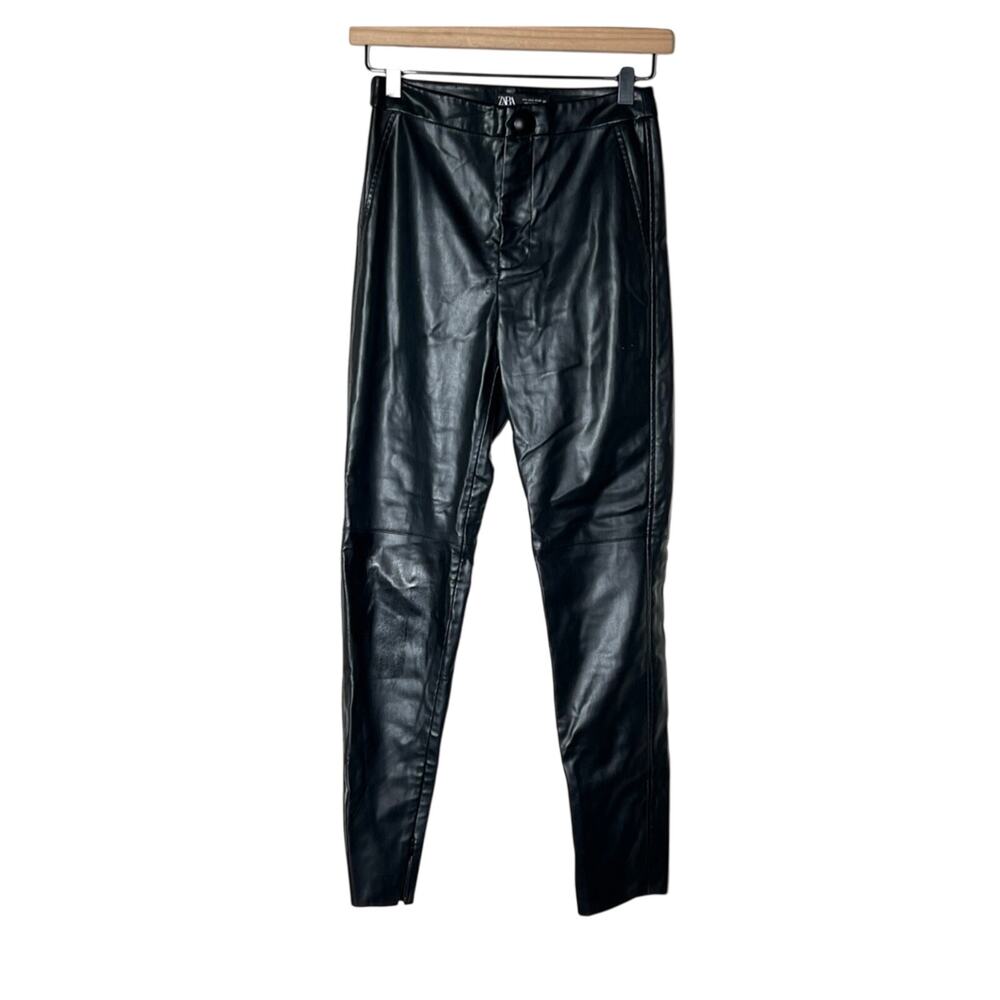 Zara faux leather Moto skinny leg pants size small S B18